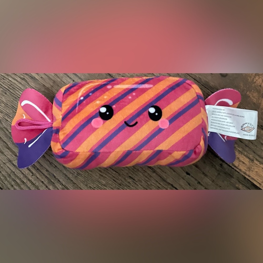 Ideal World Intl Candy Striped Plushie Vibrant Pink Purple and Orange Toy